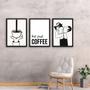 Imagem de Kit 3 Quadros Minimalistas Café - First Coffee 33x24cm