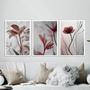 Imagem de Kit 3 Quadros Modernas Flores Nuances Cinza 45x34cm - com vidro