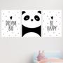 Imagem de Kit 3 Quadros Panda - Dream Big - Be Happy 24x18cm - com vidro