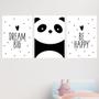 Imagem de Kit 3 Quadros Panda - Dream Big - Be Happy 60x40cm