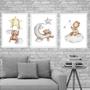Imagem de Kit 3 Quadros Para Quarto De Bebê Ursinhos 45x34cm - com vidro