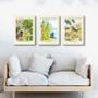 Imagem de Kit 3 Quadros Passarinhos Flores Espécies 45x34cm - com vidro