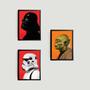 Imagem de Kit 3 Quadros Personagens Star Wars 24x18cm - com vidro