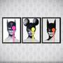 Imagem de kit 3 Quadros Pop Art Mulher Gato 24x18cm - com vidro