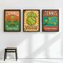 Imagem de Kit 3 Quadros Posters Tennis Vintage 33x24cm - com vidro