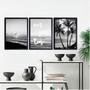 Imagem de Kit 3 Quadros Praia Preto E Branco Empatia 45X34Cm - Vidro