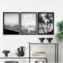 Imagem de Kit 3 Quadros Praia Preto E Branco Gentileza 45x34cm - com vidro