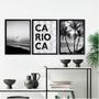 Imagem de Kit 3 Quadros Rio De Janeiro Carioca Praia Preto E Branco 33x24cm