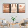 Imagem de Kit 3 Quadros Sol e Lua - Boho Marrom 45x34cm - com vidro
