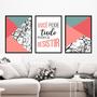 Imagem de Kit 3 Quadros Você Pode Tudo - Rosa 33x24cm - com vidro