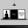 Imagem de Kit 3 Quadros Zen Buda Good Vibes 45x34cm - com vidro