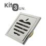 Imagem de Kit 3 Ralos Inteligentes Anti Odor Insetos Aço Inoxidavel Banheiro 10X10 Maça