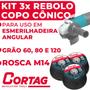 Imagem de Kit 3 Rebolo Copo Cônico Esmerilhadeira Lixadeira Acabamento