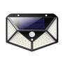 Imagem de Kit 3 Refletor Luminária Solar 100 Leds Arandela Parede Resistente Chuva Sensor Noturno Automatico Sensor Movimento