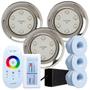 Imagem de Kit 3 Refletores Led 9w RGB Inox S e Comando para Iluminação Piscina Fibra