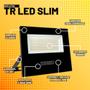 Imagem de Kit 3 Refletores LED Taschibra TR 50 Slim Preto + Sensor de Movimento com Fotocélula Qualitronix QA26M