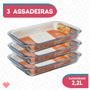 Imagem de Kit 3 Refratário Vidro Retangular 2,2L  Assadeira S/ Tampa
