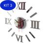 Imagem de Kit 3 Relógio De Parede Romano Grande Espelho Sala Cozinha w