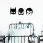 Imagem de Kit 3 rosto de  Super Heróis Dc Apliques Vazados De Parede Mdf Preto Decorativo Casa Sala Quarto Geek Quadrinhos