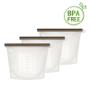 Imagem de Kit 3 sacos transparentes m silicone para alimento 1 l freezer - microondas