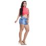 Imagem de Kit 3 Short Feminino Jeans Com Licra Cintura Alta Desfiado Curto 3