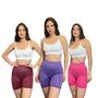 Imagem de Kit 3 Short Legging Academia Feminino Empina Bumbum Cós Alto Elástico
