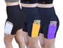 Imagem de Kit 3 Shorts cintura alta de academia Suplex com bolsos para celular