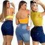 Imagem de Kit 3 Shorts  jeans  Feminino Cintura Alta: com lycra bermuda jeans feminina Versatilidade em Três