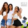 Kit 3 Shorts JEANS RASGADOS Bermuda FEMININO Bolsos Casual Elastano Slim 492 - IRON Imagem de Kit 3 Shorts JEANS RASGADOS Bermuda FEMININO Bolsos Casual Elastano Slim 492
