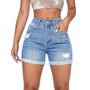 Kit 3 Shorts JEANS RASGADOS Bermuda FEMININO Bolsos Casual Elastano Slim 492 - IRON Imagem de Kit 3 Shorts JEANS RASGADOS Bermuda FEMININO Bolsos Casual Elastano Slim 492