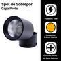 Imagem de Kit 3 Spot Led Sobrepor Preto Redondo Luz Direcionável Bivolt 10w Luz Quente