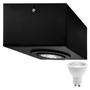 Imagem de Kit 3 Spot Plafon Sobrepor Box Quadrado Mr16 Preto + Led 7w Branco Frio