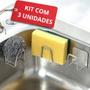 Imagem de kit 3 Suportes Gancho para pia esponja bucha inox colável aço inoxidável cozinha