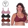 Imagem de Kit 3 Sutiã Plus Size Sem Bojo Microfibra Reforçada e Resistente com Alças Largas