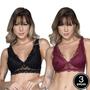 Imagem de Kit 3 Sutiãs Bojo Com Renda e Alça Regulável Lingerie