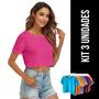 Imagem de KIT 3 T-shirt Blusinha CROPPED LISO Fitness Camiseta Feminina Corrida Academia 874