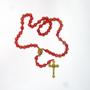 Imagem de Kit 3 terços rosas religioso Nossa Senhora Aparecida dourado leve sofisticado