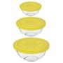 Imagem de Kit 3 Tigela Plus Redonda Com Tampa 500ml x 1,5L x3L Amarelo