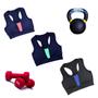 Imagem de kit 3 Top com Bojo Nadador Roupa de Academia Fitness Preto com detalhe em cores sortidas