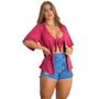 Imagem de Kit 3 Top + Kimono feminino malha canelada liso