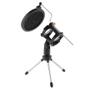 Imagem de Kit 3 Tripé Com Pop Filter Suporte Pedestal Pequeno De Mesa