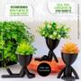 Imagem de Kit 3 Vasinhos Robert Plant Branco Preto Decorativo