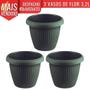 Imagem de Kit 3 Vasos de Flor Plástico Médio s/Prato 3,2 Litros Moderno Decorativo