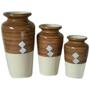 Imagem de Kit 3 Vasos Jad Urna Em Cerâmica De Aparador Decor - Bege