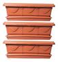 Imagem de Kit 3 Vasos Jardineira Grande Com Prato 35Cm Terracota