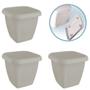 Imagem de Kit 3 Vasos Para Plantas C/ Prato Quadrado 3,9L Decorativo Casa Jardim