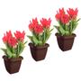 Imagem de Kit 3 Vasos Para Plantas C/ Prato Quadrado 3,9L Decorativo Casa Jardim