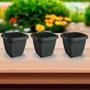 Imagem de Kit 3 Vasos Para Plantas C/ Prato Quadrado 3,9L Decorativo Casa Jardim