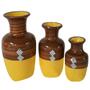 Imagem de Kit 3 Vasos Urnas Jad Cerâmica Aparador Decor Marrom/Amarelo