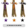 Imagem de Kit 3 Vassouras de Bruxa Decorada Com Fita Cetim Caveira